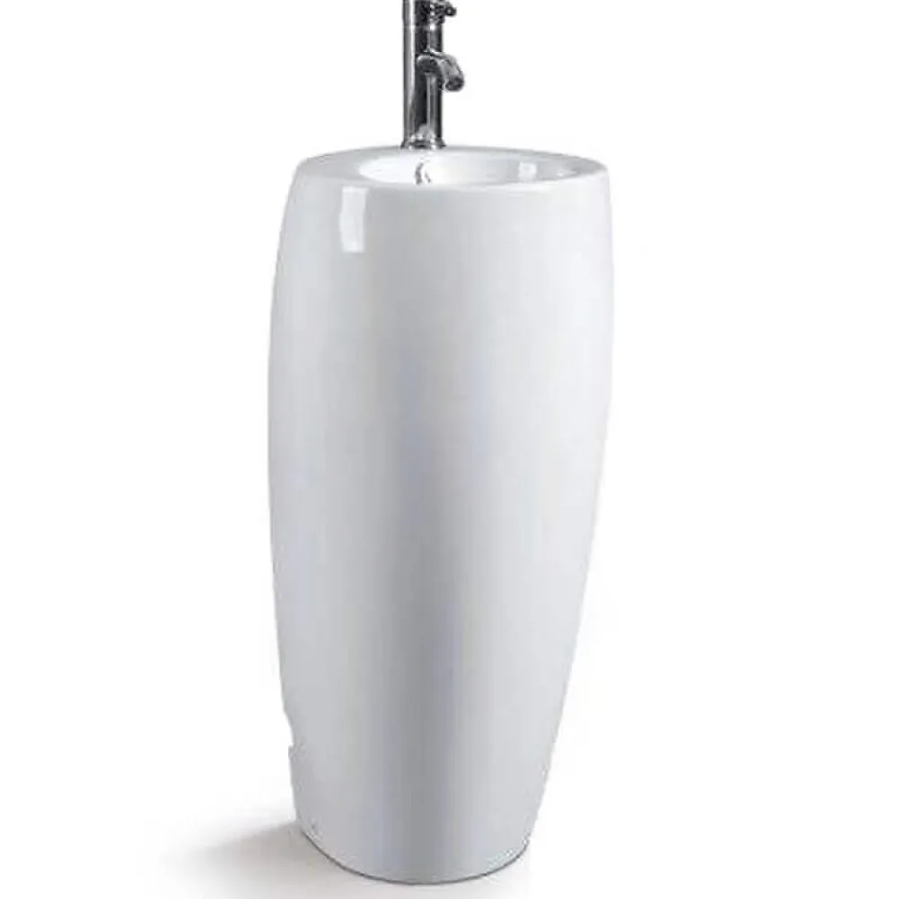 Lavabo|Rue Du Bain Lave Main Totem Rond - Céramique Blanc - 39x85 cm - Ove