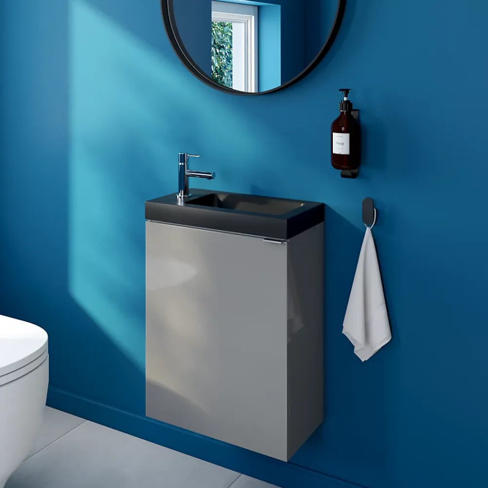 GoodHome Lave mains céramique l.45 cm, noir, Nira