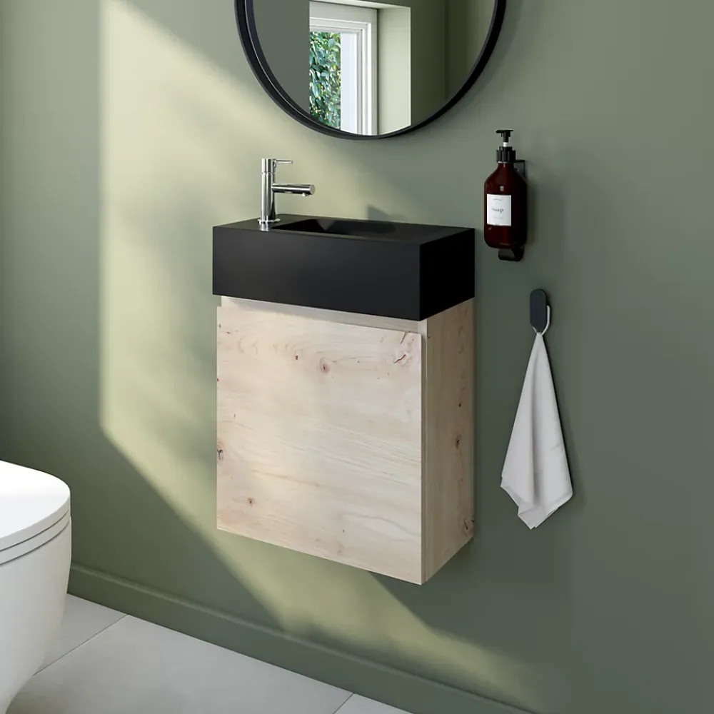 GoodHome Lave mains céramique l.45 cm, noir, Nira