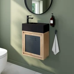 GoodHome Lave mains céramique l.45 cm, noir, Nira