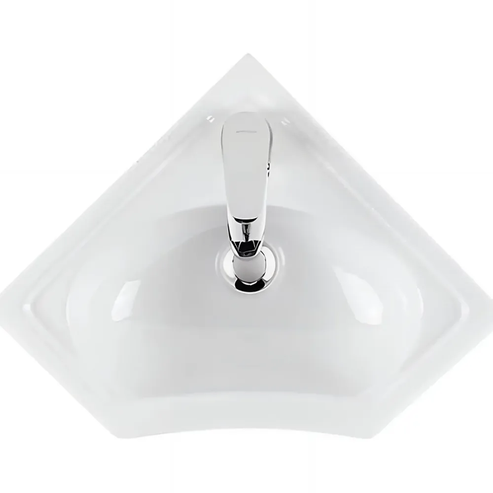 Lavabo|Sanindusa Lave mains d'angle mural céramique traditionnelle 36x36 Sado blanc (robinet non inclus)