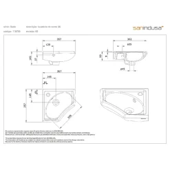 Lavabo|Sanindusa Lave mains d'angle mural céramique traditionnelle 36x36 Sado blanc (robinet non inclus)