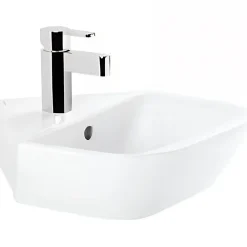 Sanindusa Lave mains d'angle mural céramique traditionnelle Look 45x45 blanc (robinet et vidage non inclus)