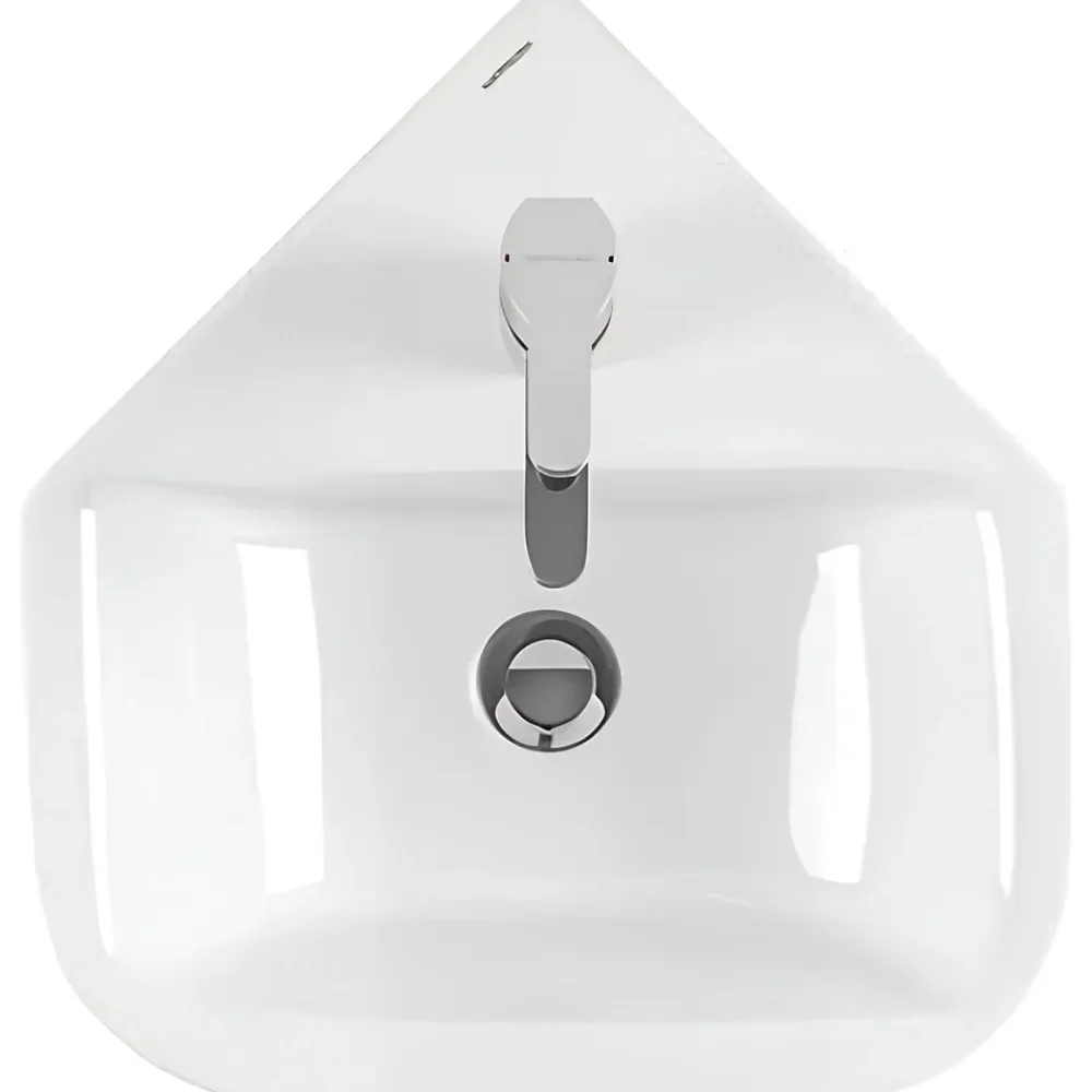 Sanindusa Lave mains d'angle mural céramique traditionnelle Look 45x45 blanc (robinet et vidage non inclus)