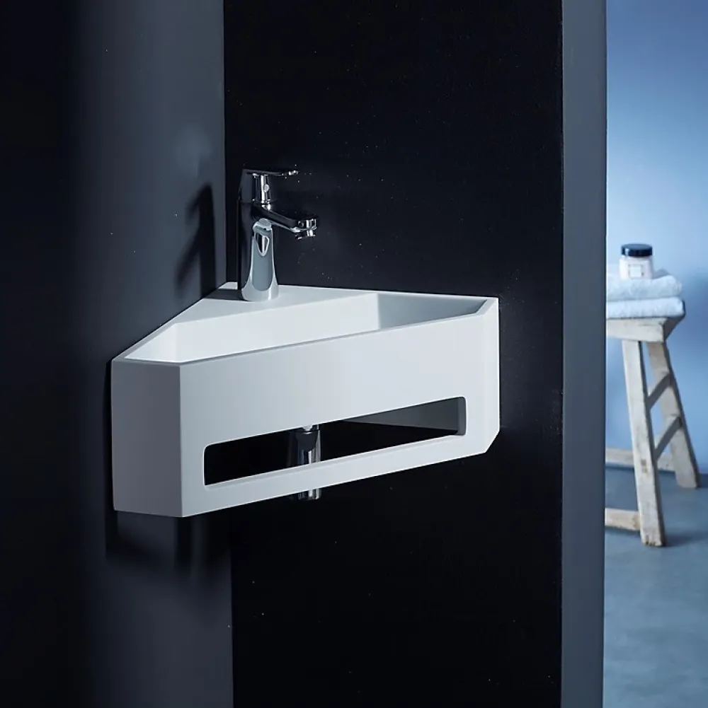 Lavabo|Planète Bain Lave mains d'angle scala pour wc en solid surface