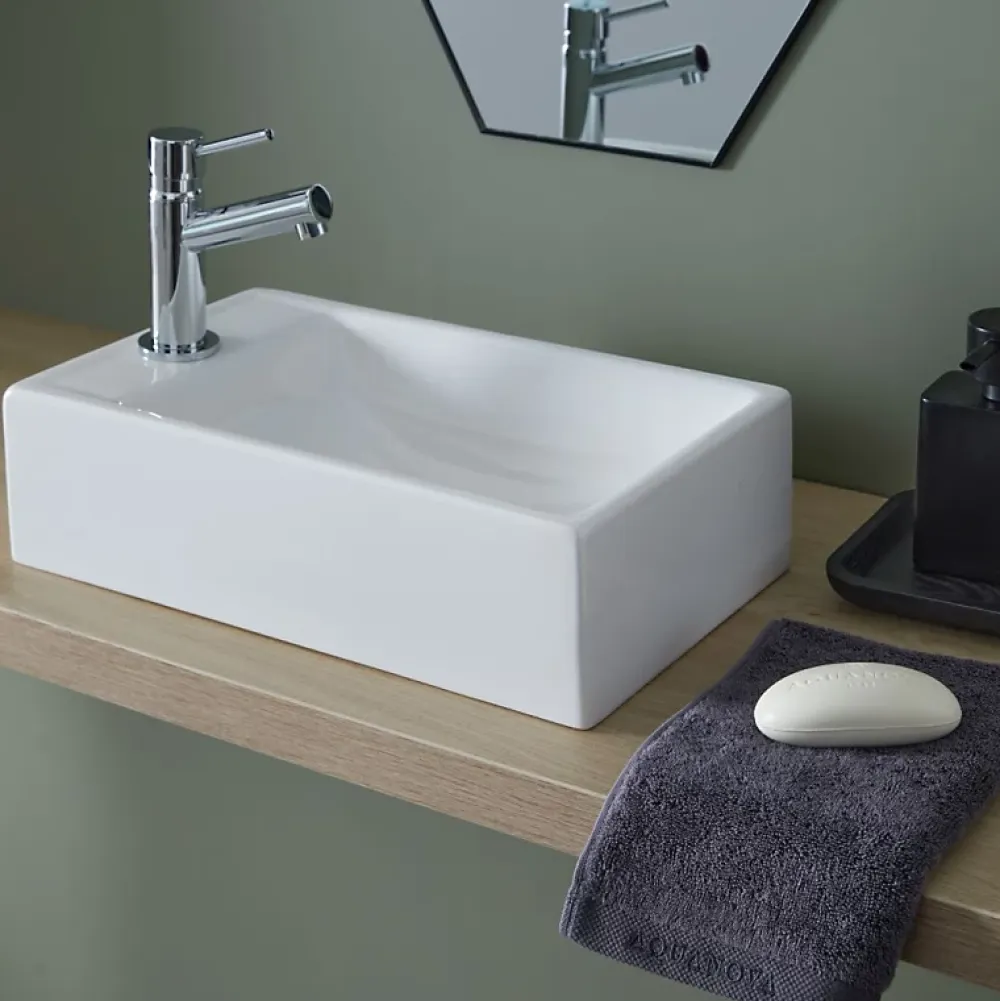 Lavabo|Planète Bain Lave mains rectangle blanc contemporain
