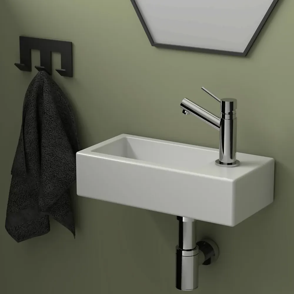 Planète Bain Lave mains rectangle design blanc