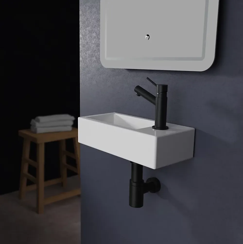 Planète Bain Lave mains rectangle design blanc