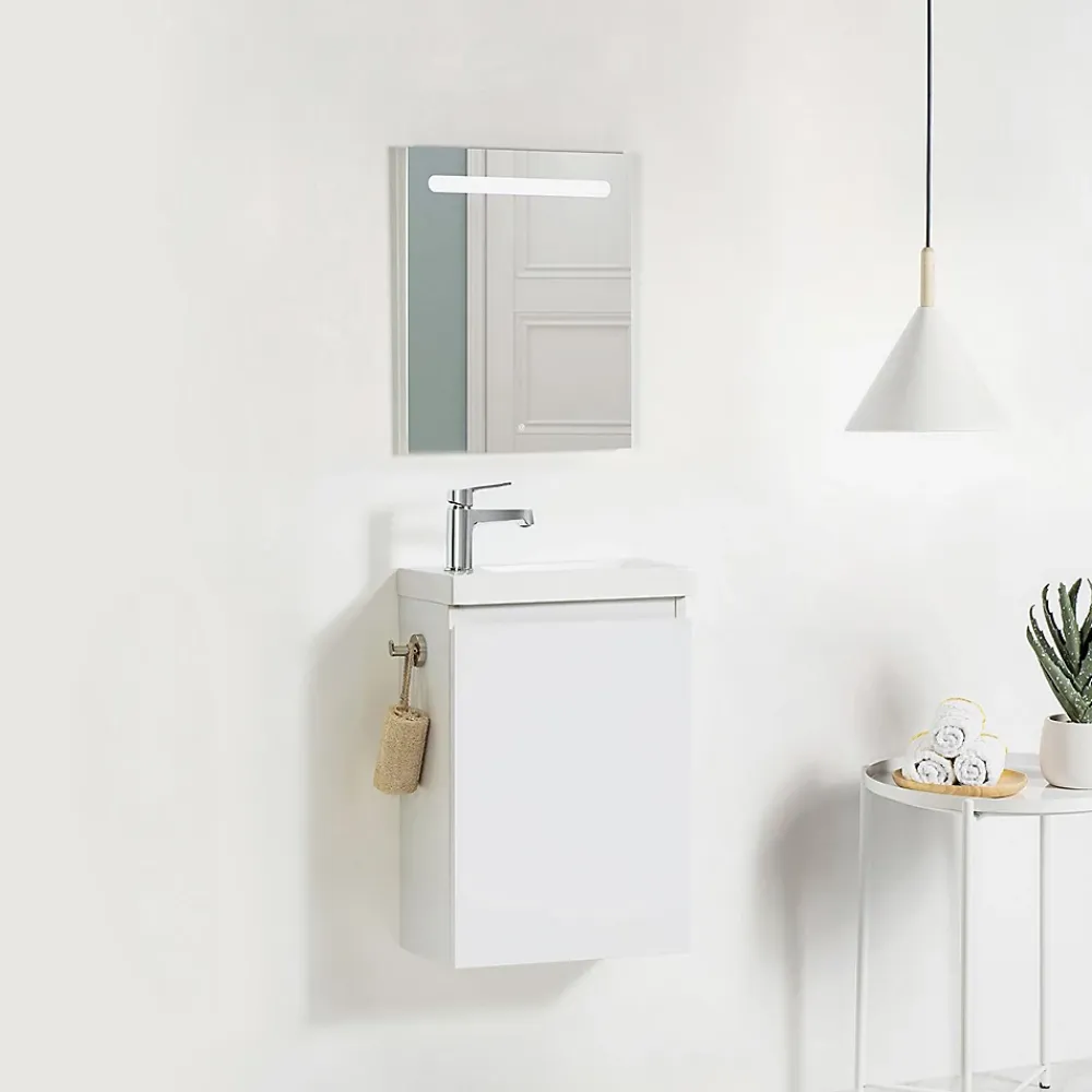 Lave-Mains|Bain-Bain Lave-main Prémonté Blanc 40Cm + Vasque céramique Blanche BILY -