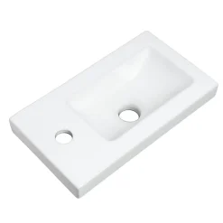 Lave-Mains|Bain-Bain Lave-main Prémonté Bois 40Cm + Vasque céramique Blanche BILY -
