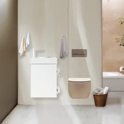 Jindoli Lave-main salle de bain Aquaba 40 cm finition blanc laqué