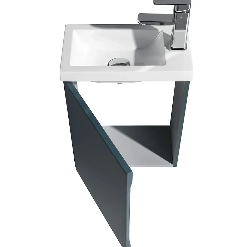 Jindoli Lave-main salle de bain Aquarino 40 cm finition vert foncé