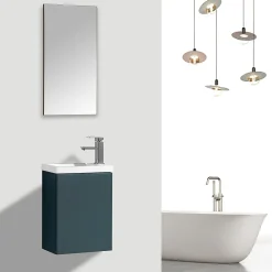Jindoli Lave-main salle de bain Aquarino 40 cm finition vert foncé