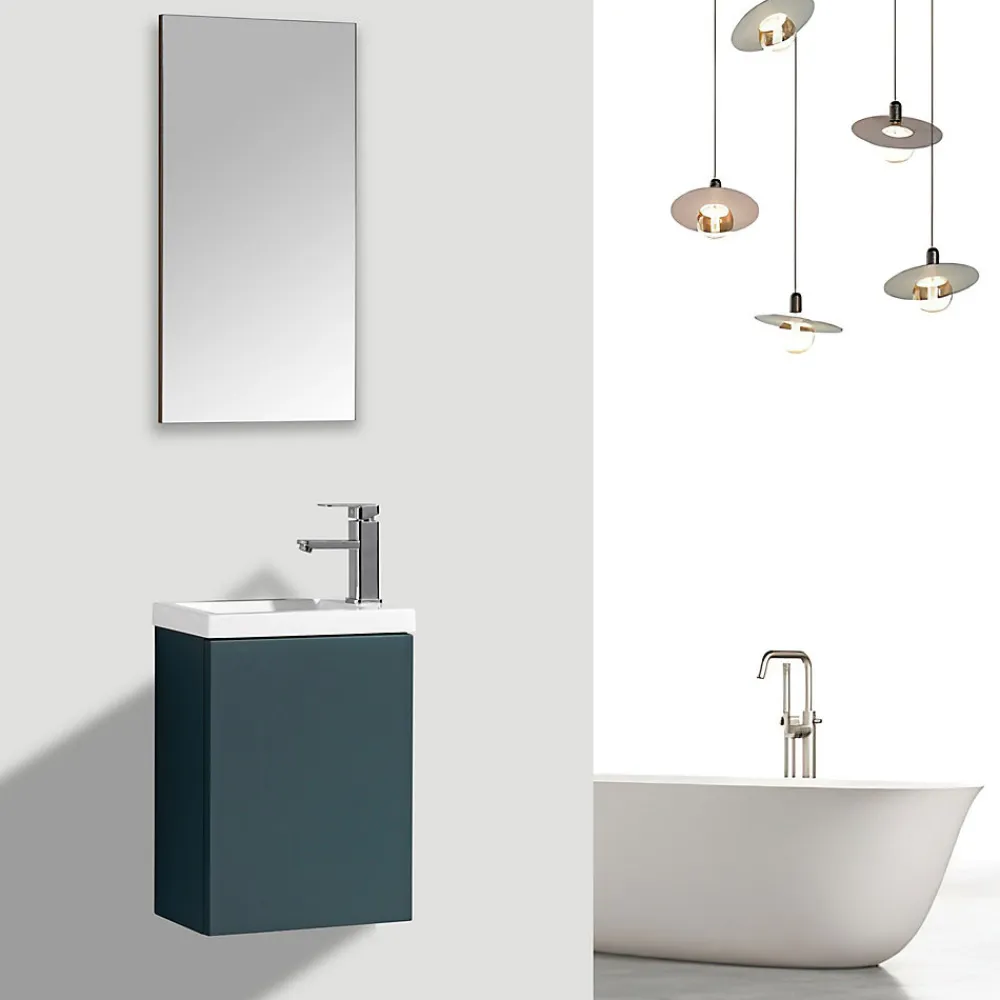 Jindoli Lave-main salle de bain Aquarino 40 cm finition vert foncé