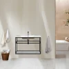 Jindoli Lave-main salle de bain Aquafredo 90 cm finition métal noir