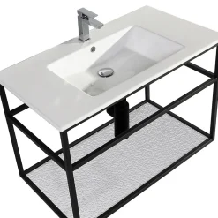 Jindoli Lave-main salle de bain Aquafredo 90 cm finition métal noir