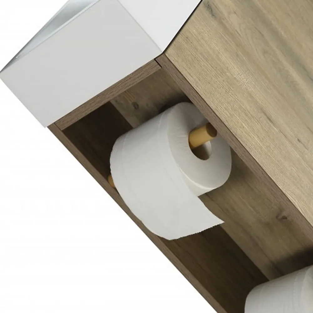 Jindoli Lave-main salle de bain Aquaba 40 cm finition chêne brun