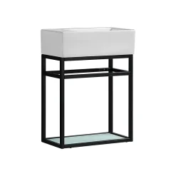 Plan Vasque Lave-Mains|Jindoli Lave-main salle de bain Aquafredo 50 cm finition métal noir