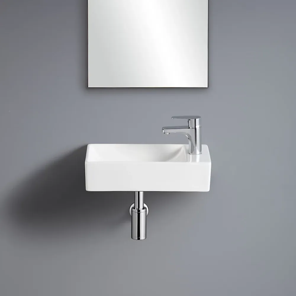 Homesight Lave-mains à suspendre en céramique rectangulaire blanc Savy