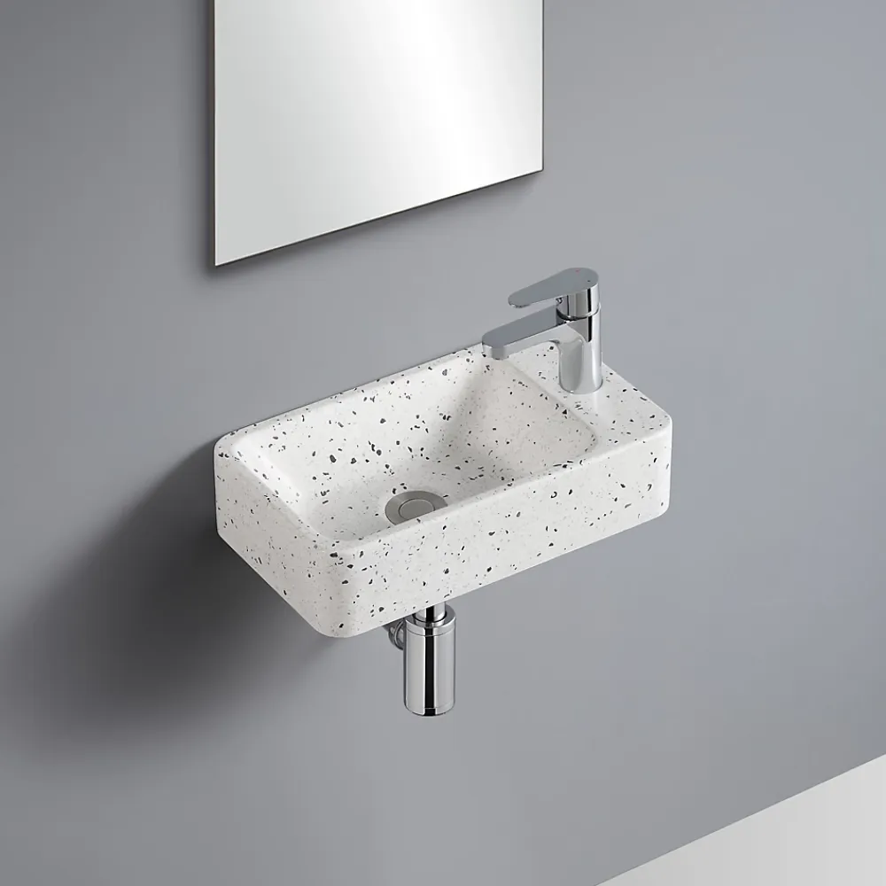 Homesight Lave-mains à suspendre en céramique rectangulaire terrazzo Savy