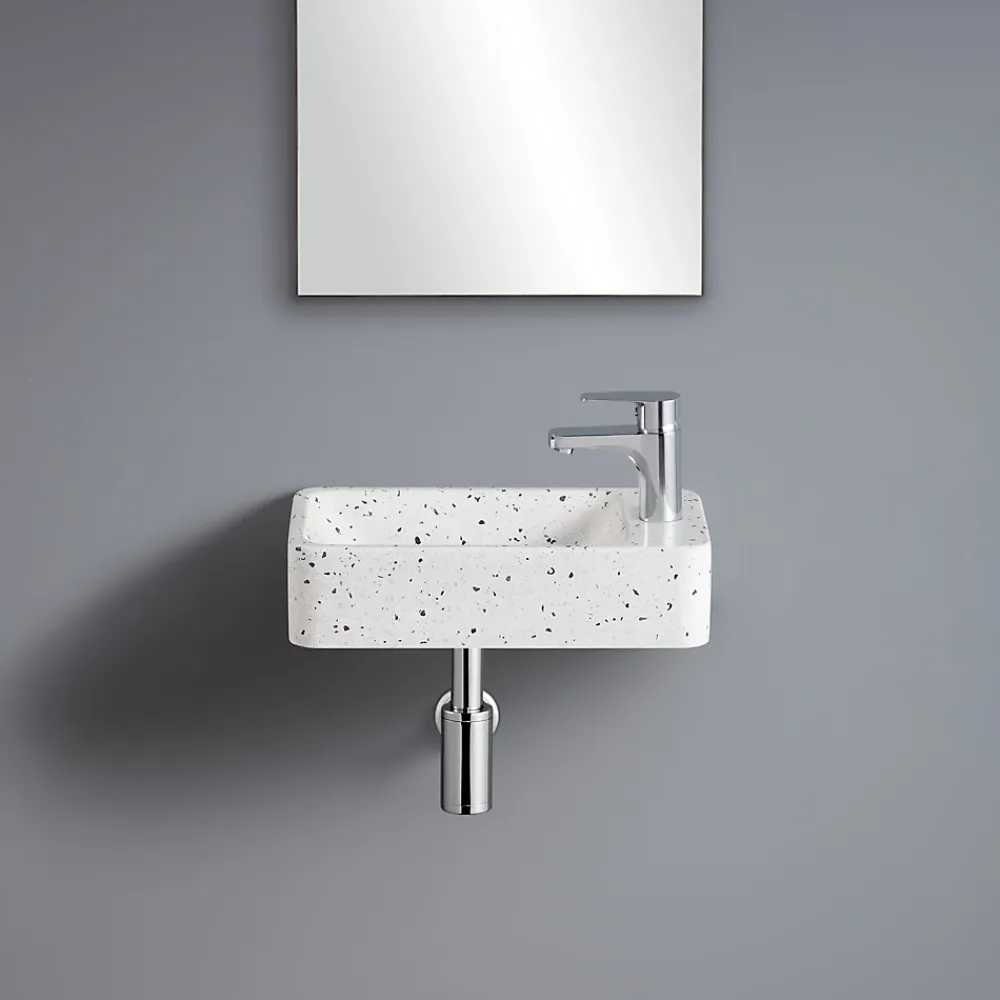 Homesight Lave-mains à suspendre en céramique rectangulaire terrazzo Savy