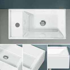 Lavabo|Dileci Lave-mains avec rebord sortie gauche (41,5x22x10cm) -