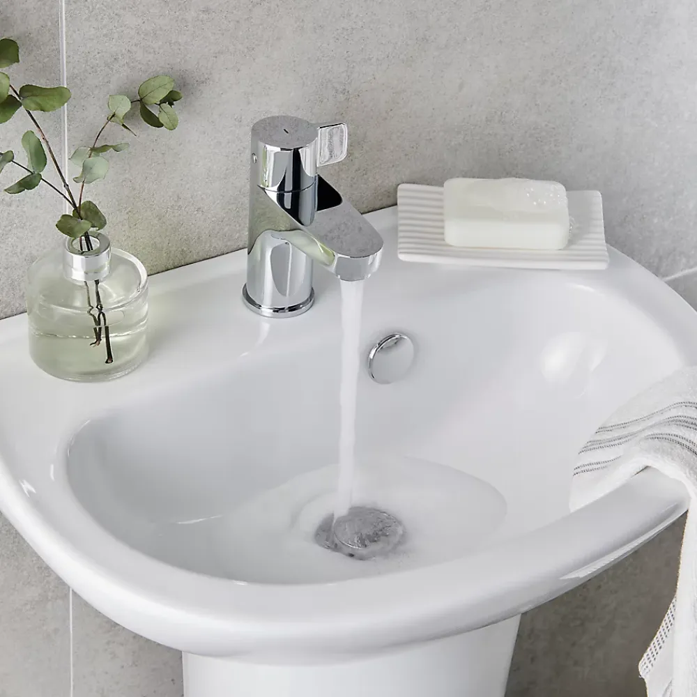 GoodHome Lave-mains céramique blanc Zuari