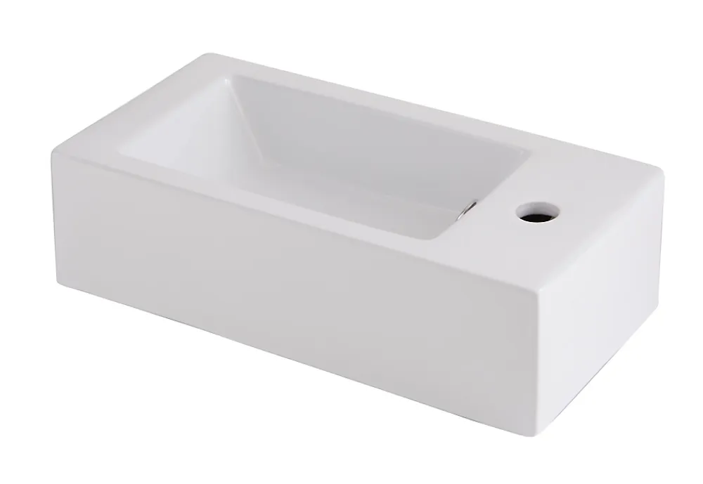 GoodHome Lave-mains céramique blanc Rioni 50 cm