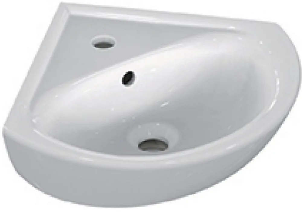 Lavabo|Porcher Lave-mains d'angle Ulysse (44 cm) - Longueur: 340 mm - Largeur: 480 mm - Profondeur: 440 mm - Blanc