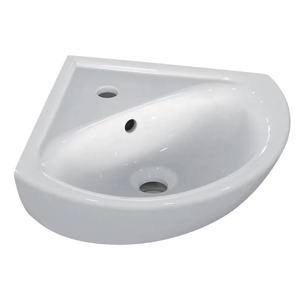 Lavabo|Porcher Lave-mains d'angle Ulysse (44 cm) - Longueur: 340 mm - Largeur: 480 mm - Profondeur: 440 mm - Blanc