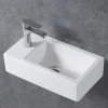 Lavabo|Bernstein Lave-mains en céramique sanitaire KW302 - 45,5x25x12cm - blanc brillant Avec cache blanc brillant, Rangement gauche
