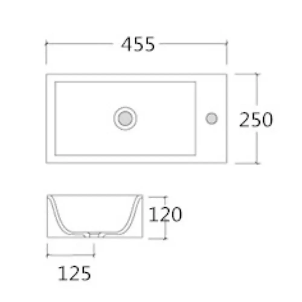 Lavabo|Bernstein Lave-mains en céramique sanitaire KW302 - 45,5x25x12cm - blanc brillant Avec cache blanc brillant, Rangement gauche
