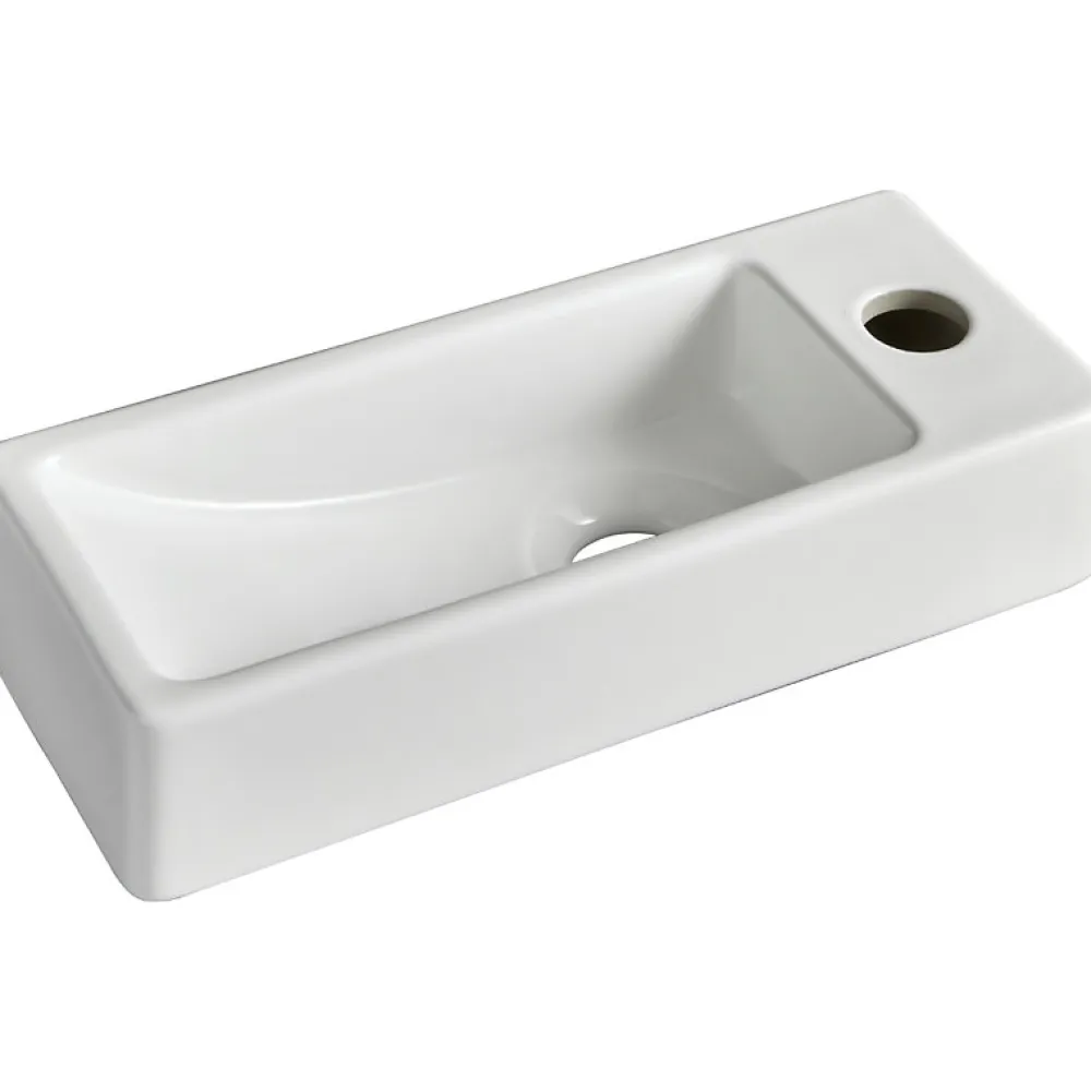 Planète Bain Lave-mains gain de place à suspendre 37 x 15 cm - robinet à droite - Longine