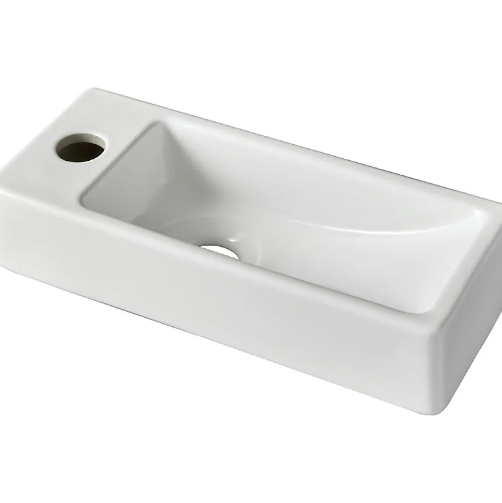 Planète Bain Lave-mains gain de place à suspendre 37 x 15 cm - robinet à gauche - Longine