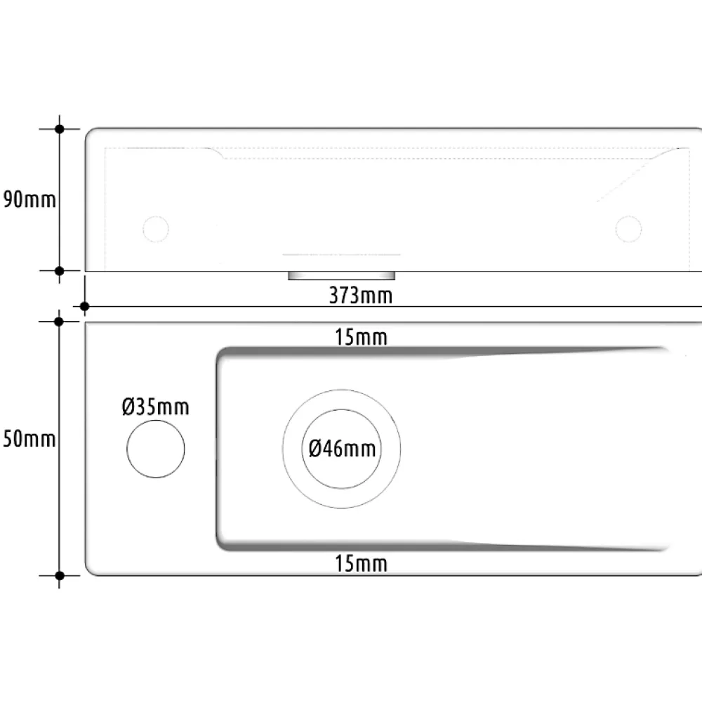 Planète Bain Lave-mains gain de place à suspendre 37 x 15 cm - robinet à gauche - Longine