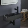 Lavabo|Planète Bain Lave-mains gain de place noir mat à suspendre 37 x 15 cm - robinet à droite - Longine