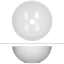 ECD Germany Lave-mains lavabo vasque a poser salle de bain ceramique rond 320 x 320 x 135 mm