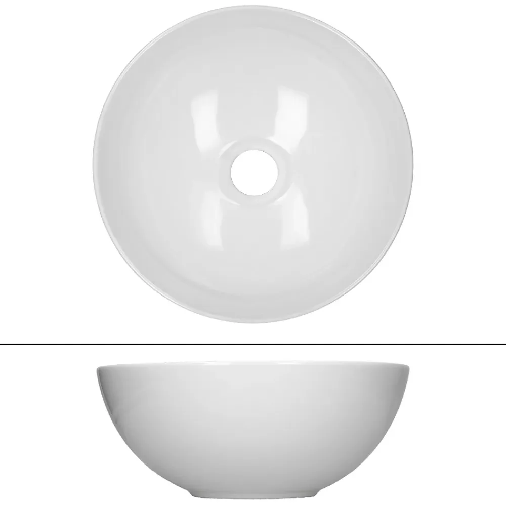 ECD Germany Lave-mains lavabo vasque a poser salle de bain ceramique rond 320 x 320 x 135 mm