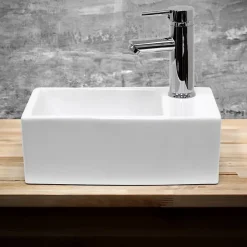 Vasque À Poser|ECD Germany Lave-mains lavabo vasque salle de bain ceramique rectangulaire blanc 350x205mm