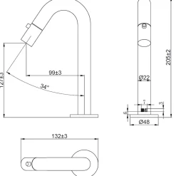 Robinet Lave-Mains|Essebagno Lave-mains or brossé eau froide Indus