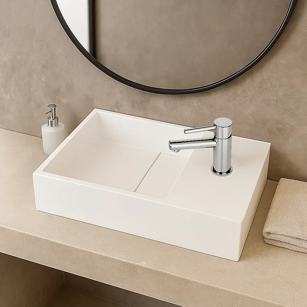 Ambra Lave-mains salle de bain suspendu 35 cm en Solide surface - Manita D