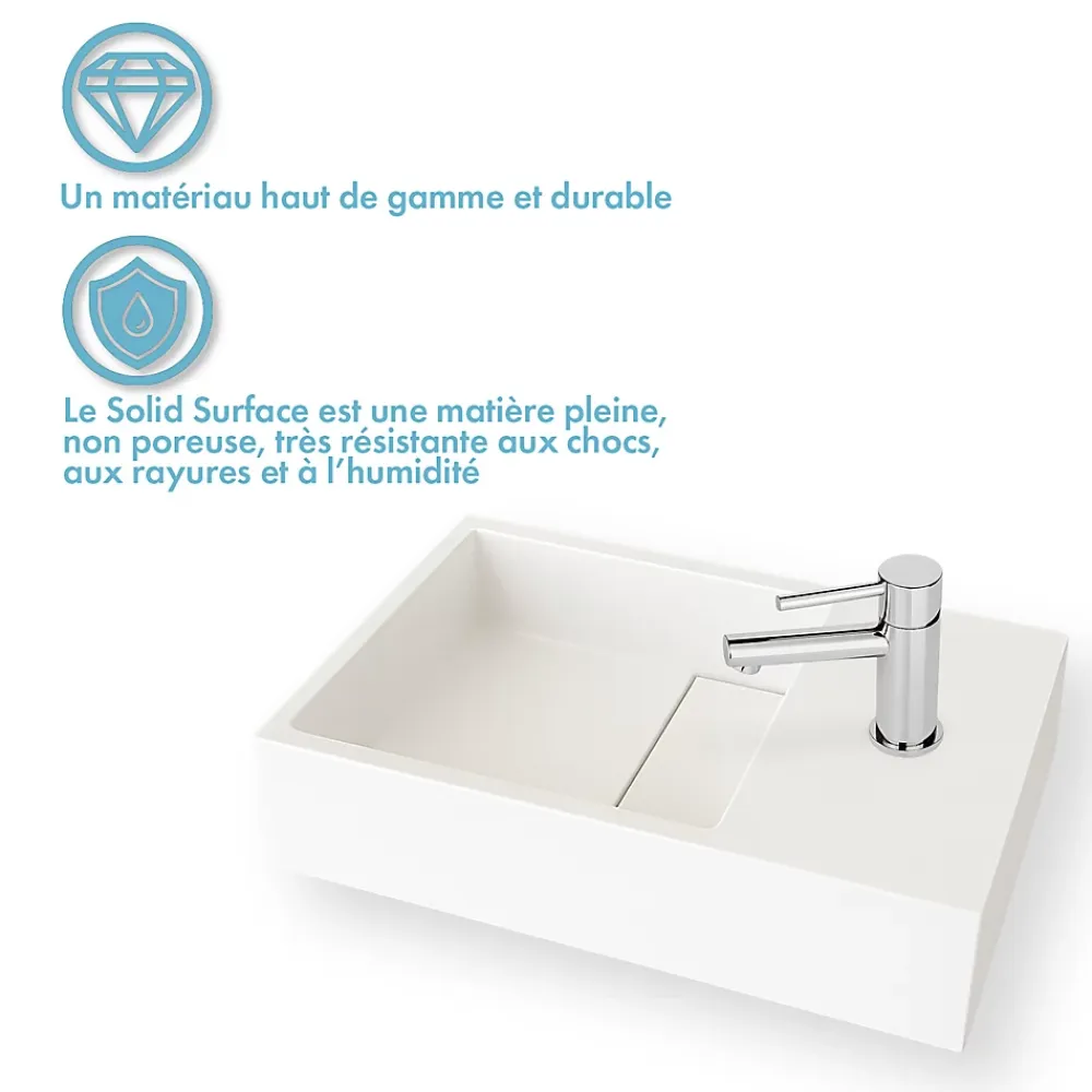 Ambra Lave-mains salle de bain suspendu 35 cm en Solide surface - Manita D