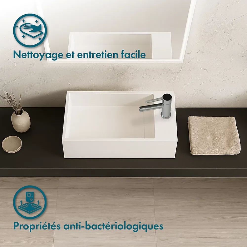 Ambra Lave-mains salle de bain suspendu 35 cm en Solide surface - Manita D