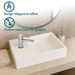 Ambra Lave-mains salle de bain suspendu 35 cm en Solide surface - Manita G