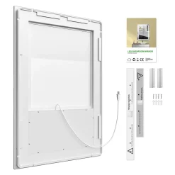 Miroir Lumineux|Sofetiy Max LED Miroir Lumineux Tricolore + Anti-buée 80x60cm Salle de Bain Dimmable,Tactile Miroir de salle de bains LED
