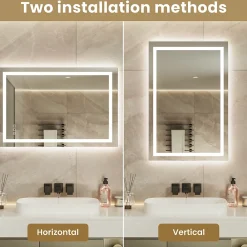 Sofetiy Max LED Miroir Lumineux Tricolore + Anti-buée 90x60cm Salle de Bain Dimmable,Tactile Miroir de salle de bains LED