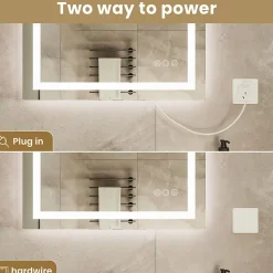 Sofetiy Max LED Miroir Lumineux Tricolore + Anti-buée 90x60cm Salle de Bain Dimmable,Tactile Miroir de salle de bains LED