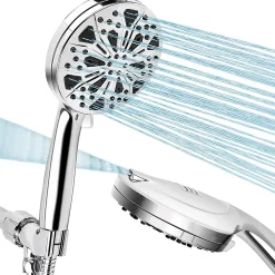Pommeau De Douche, Flexible Et Barre De Douche|Deko Levier double 10 fonctions - Interruption du mouvement principal / Cascade de pression à l'approche et au retour (Chrome)