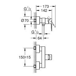 Robinet De Douche|Grohe Lineare New Mitigeur monocommande 1/2 douche (33865001)
