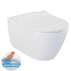 Wc Suspendu|Livea Bello Cuvette seule sans abattant, sans bride, Blanc (1295-001)